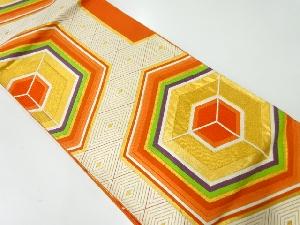 アンティーク　重ね亀甲模様織出し袋帯（材料）